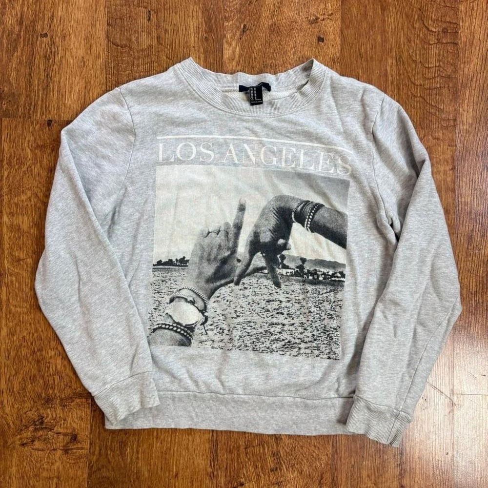 Y2K Grunge Graphic Sweatshirt / Coquette Fairycore Oversized Grey Pullover
